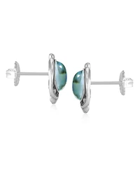 American West Jewelry Sterling Silver Abalone Shell Leaf Design Button Earrings