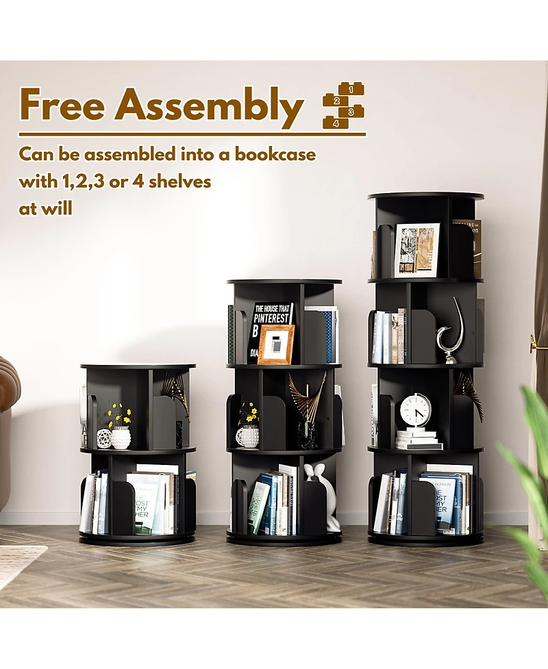 Aheaplus Rotating Bookcase, 360 Display Corner Bookshelf for Small Space
