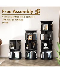 Aheaplus Rotating Bookcase, 360 Display Corner Bookshelf for Small Space