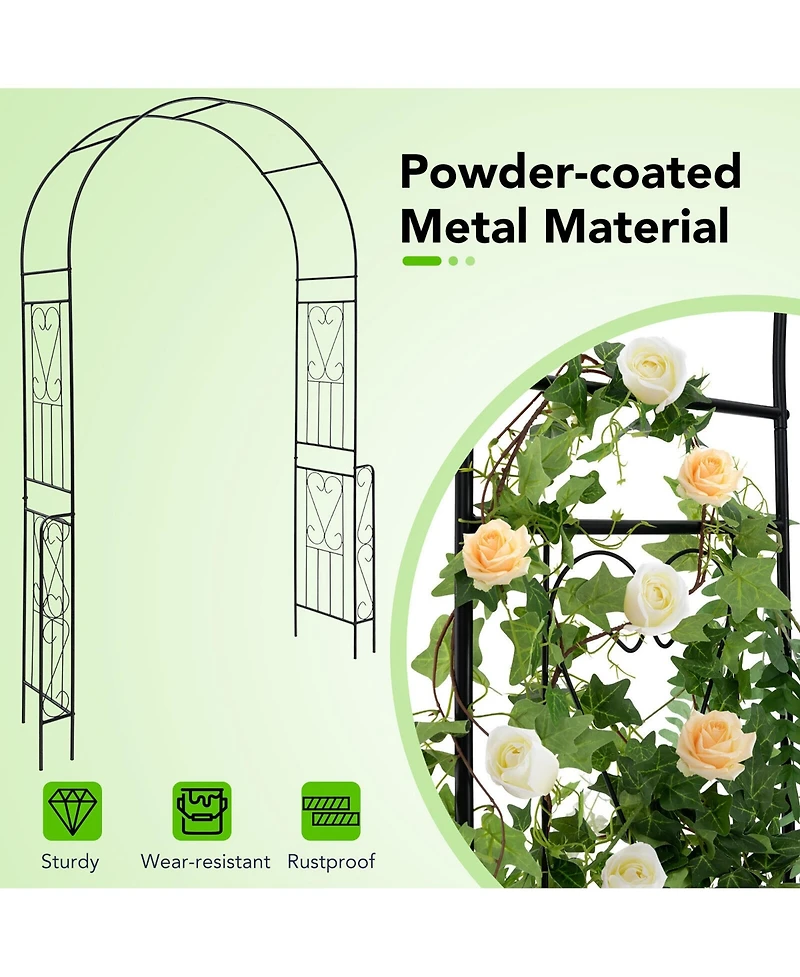 Gymax Metal Garden Arch 7.9 Ft Backdrop Stand for Various Climbing Plants Party