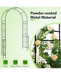 Gymax Metal Garden Arch 7.9 Ft Backdrop Stand for Various Climbing Plants Party
