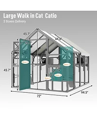 6thdruple Extra Large Outdoor Cat House, Walk-In Catio with Roof, Bridges, Platforms, Boxes