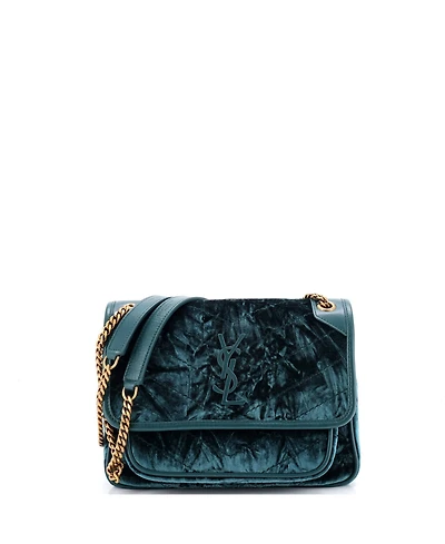 Pre-Owned Saint Laurent Baby Niki Chain Flap Bag Matelasse Chevron Velvet