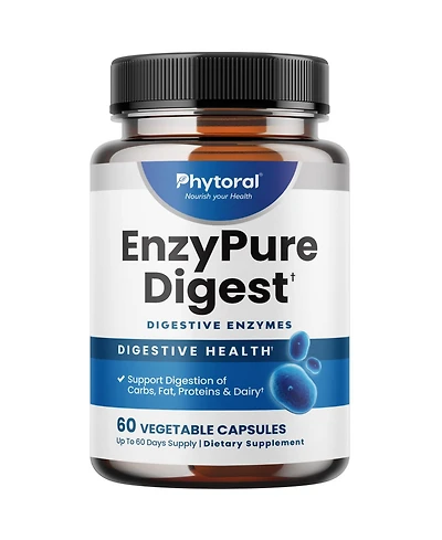 Nature's Craft Digestive Enzymes Capsules | Gut Health and Bloating Support | Multi-Enzyme Blend | Non-gmo | 60 Count
