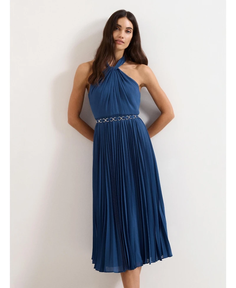 Phase Eight Women's Sathia Pleated Halter Neck Midi Dress