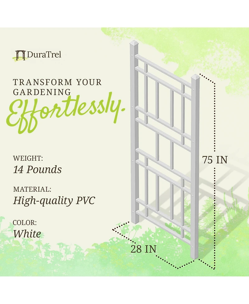 Dura-Trel Wellington 28 x 75 Inch Pvc Vinyl Outdoor Garden Patio Trellis