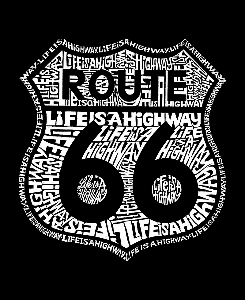 La Pop Art Men's Route 66 Shield Typography Design Tank Top