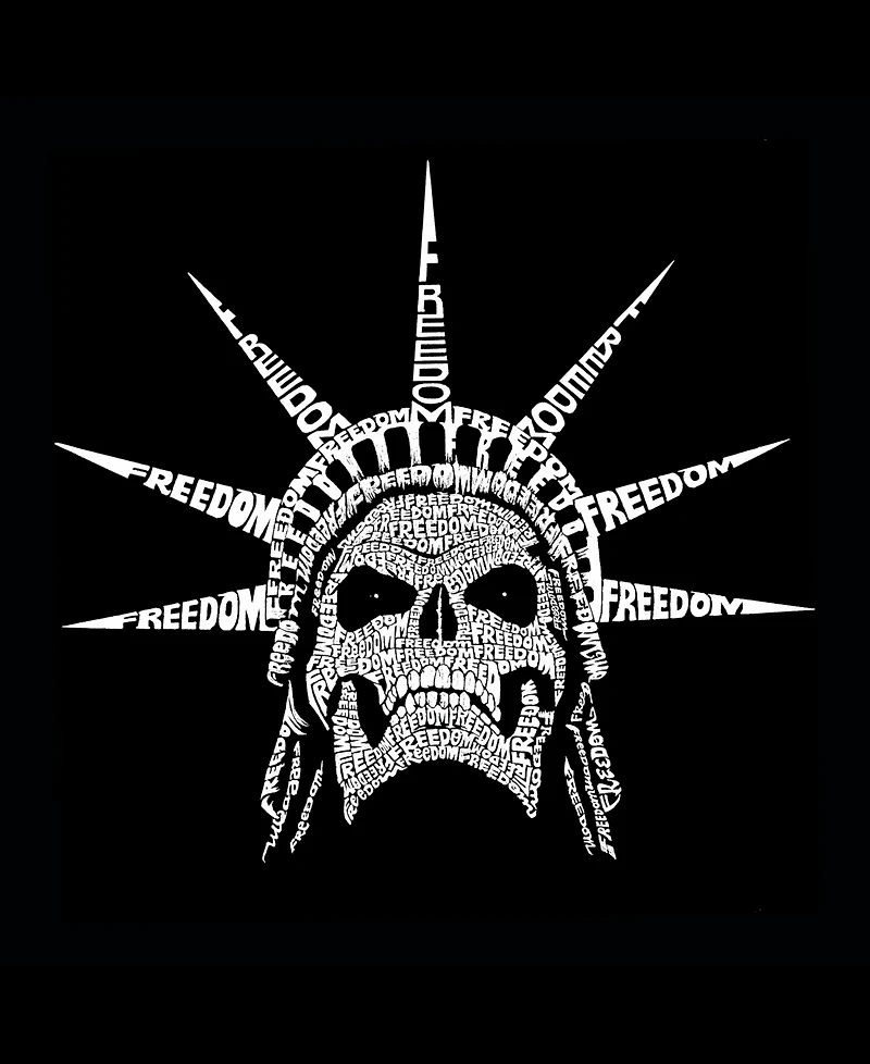 La Pop Art Men's Statue of Liberty Skull Crown Word Graphic Tank Top