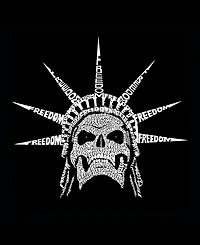 La Pop Art Men's Statue of Liberty Skull Crown Word Graphic Tank Top