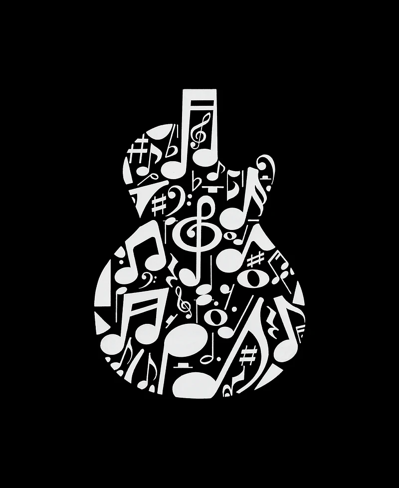 La Pop Art Men's Music Notes Circular Pattern Word Graphic Tank Top
