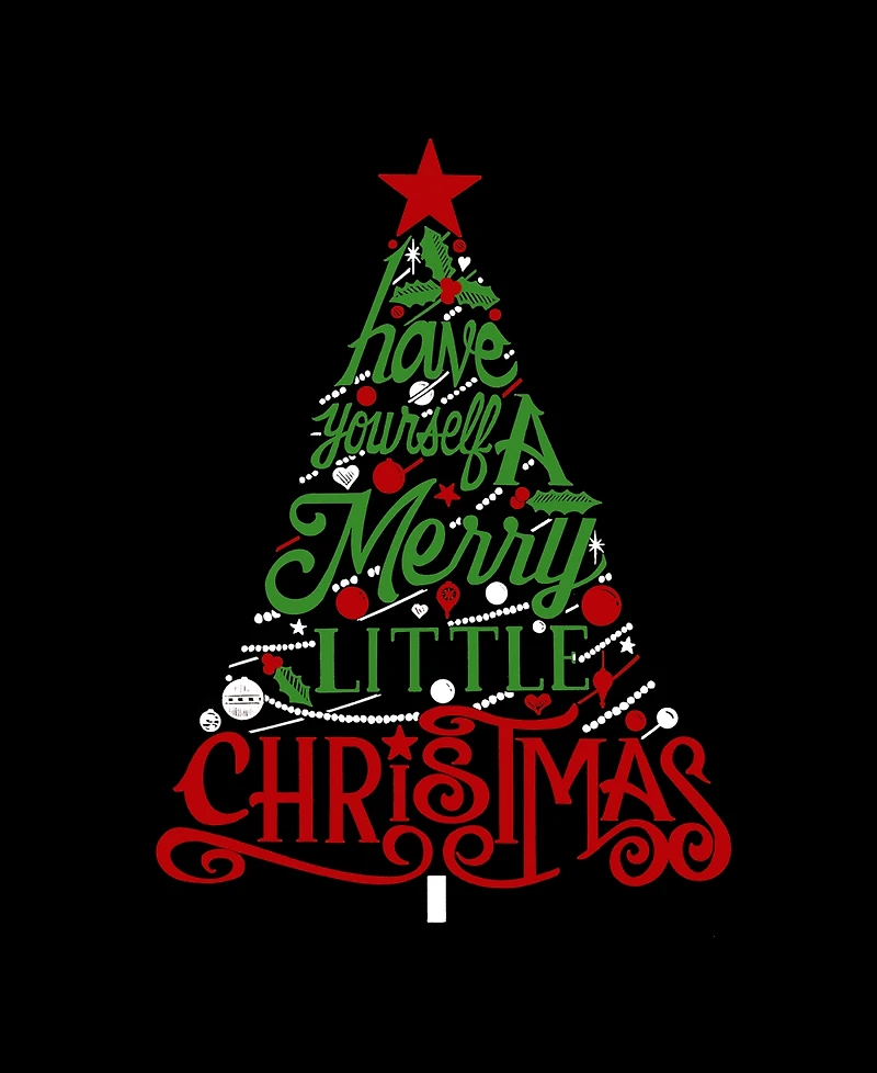 La Pop Art Men's Merry Christmas Tree Typography Graphic Tank Top