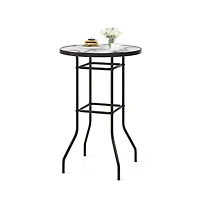 Boyel Living 38 Inch Patio Bar Table with Tempered Glass Tabletop
