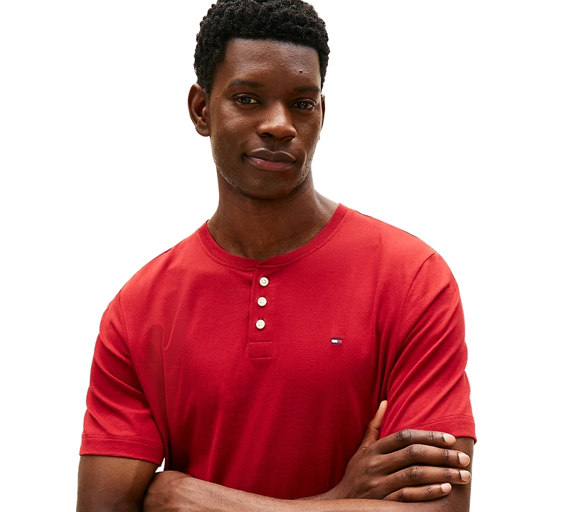 Tommy Hilfiger Men's Short Sleeve Solid Henley