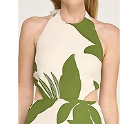 Row A Women's Halter Neck Fit And Flare Midi Dress