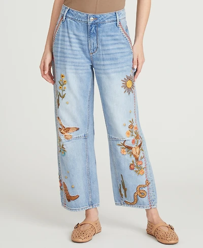 Driftwood Women's Barbie Barrel Embroidered Western Motif Jeans
