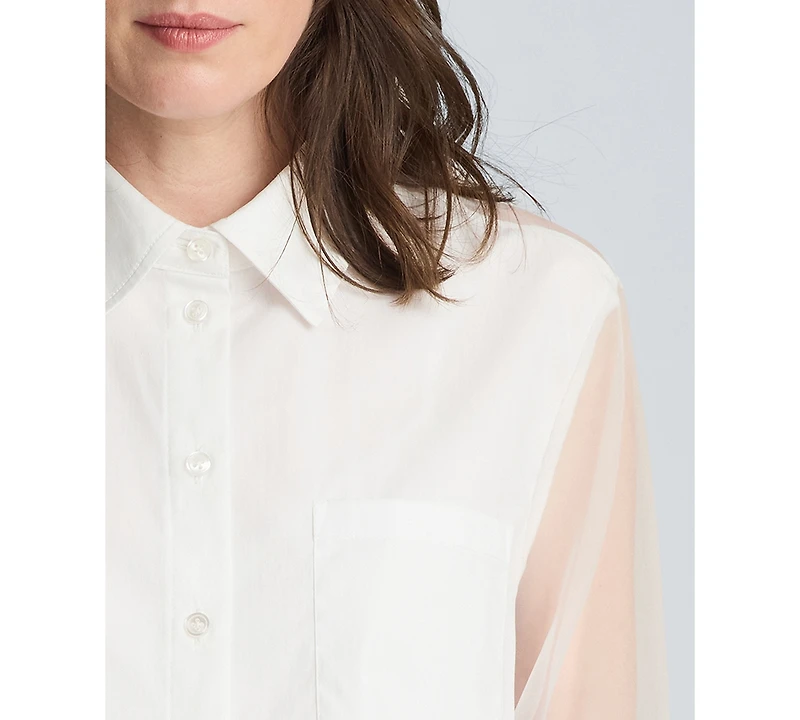 Kenneth Cole Women's Cotton-Blend Long-Sleeve Shirt