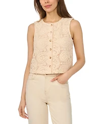 CeCe Women's Front-Button Crewneck Vest Top