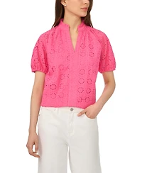 CeCe Women's Short-Sleeve Split Neck Blouse
