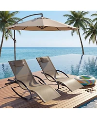 homfan Outdoor Rocking Chair with Iron Frame, Breathable Mesh Patio Recliner for Porch