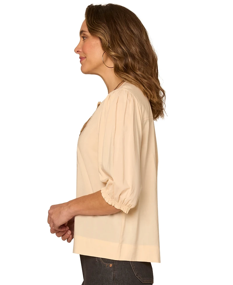 Democracy Petite Embroidered Woven Top