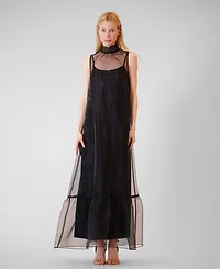 julia jordan Women's Polyester High Neck Overlay Dress