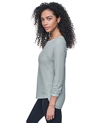 Dkny Women's Mini Slub Waffle Three Quarter Sleeve T-Shirt