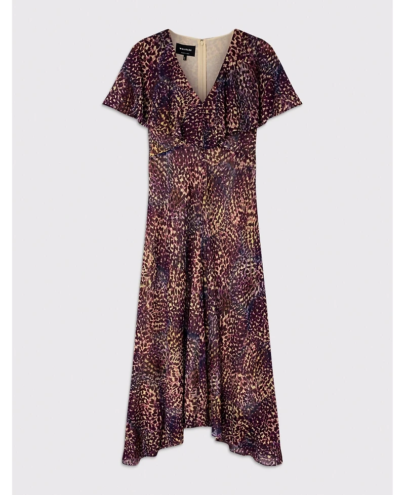 Whistles Women's Orchid Print V-Neck Midi Dress