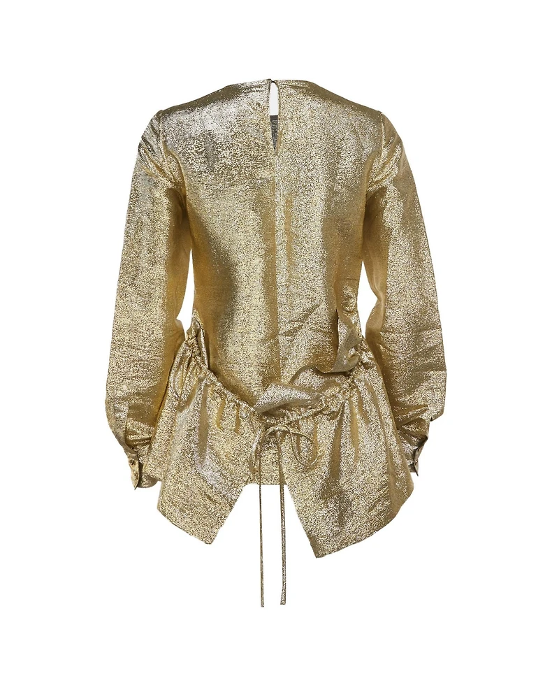 Pre-Owned Stella Mccartney Women's Lurex Gathered Lame Peplum Blouse