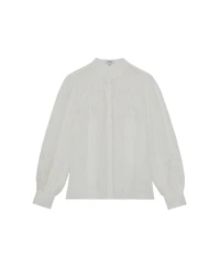 Reiss Women's Linen Embroidered Blouse Shirt