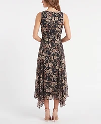 Taylor Women's Lyocell-Blend Handkerchief Hem Floral Dress