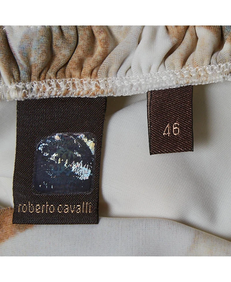 Pre-Owned Roberto Cavalli Women's Printed Jersey Ruche Top