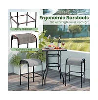 Boyel Living Set of 2/4 Patio Metal Bar Stools with Curved Fabric Seat-Set of 4