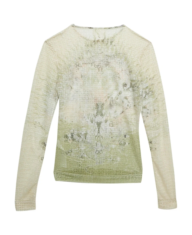 Pre-Owned Givenchy Women's Monogram Sheer Jacquard Knit Long Sleeve Top