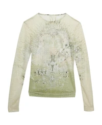 Pre-Owned Givenchy Women's Monogram Sheer Jacquard Knit Long Sleeve Top
