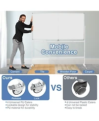 Sugift Rolling Double-Sided Magnetic Whiteboard on Wheels with Stand and Aluminum Alloy Frame