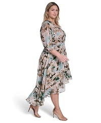 Calvin Klein Plus Surplice V-Neck Midi Dress