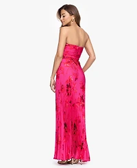 Betsy & Adam Women's Strapless Pleated Gown