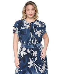 Dkny Plus Tie Neck Flutter-Sleeve Dress