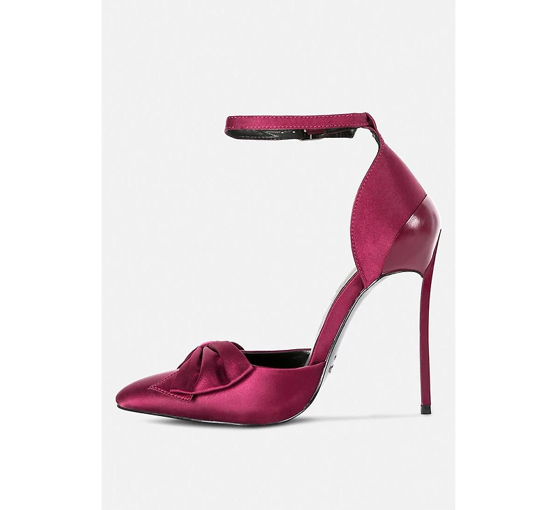 Dingles Womens Bow Embellished Satin Stiletto Sandals