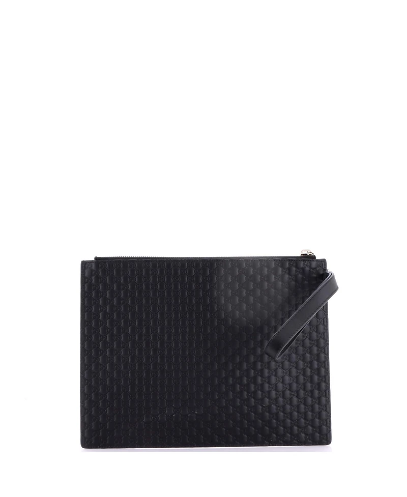 Pre-Owned Gucci Medium Wristlet Pouch Microguccissima Leather