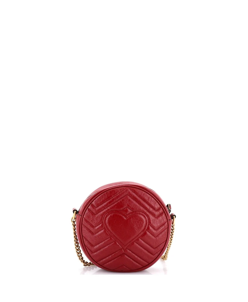 Pre-Owned Gucci Mini Gg Marmont Round Shoulder Bag Matelasse Leather