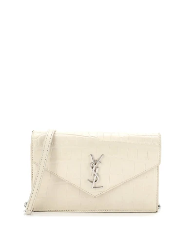 Pre-Owned Saint Laurent Uptown Chain Wallet Embossed Leather