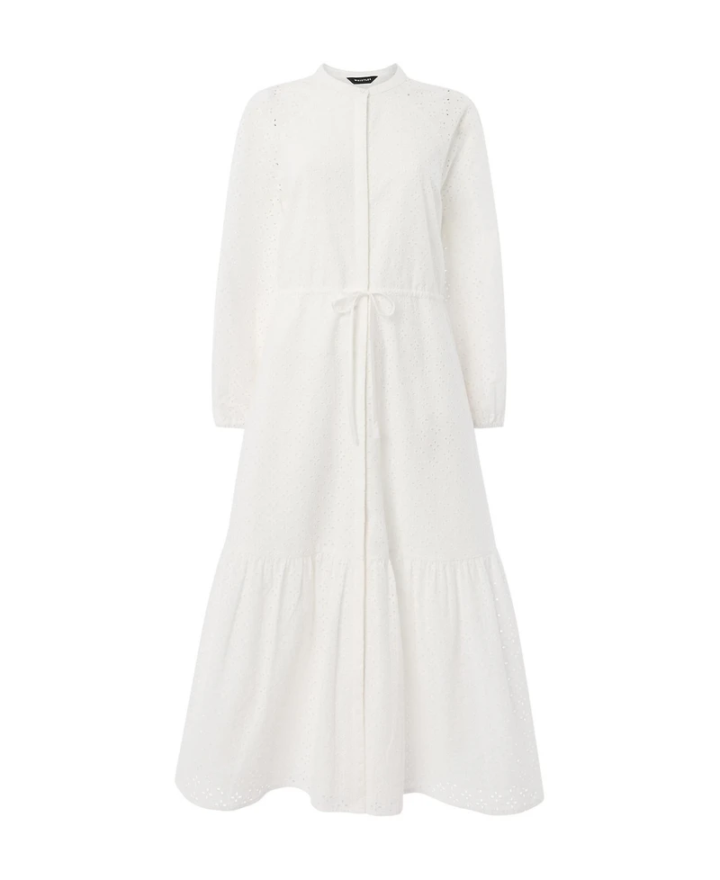 Whistles Women's Long Sleeve Broderie Midi Dress