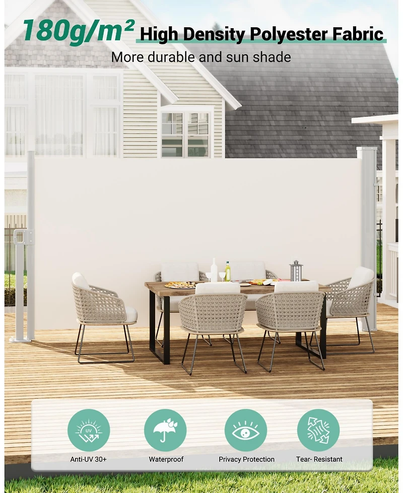 gaomon 71 inches x138 inches Retractable Side Awning, Privacy Screen Protection Awning for Patio, Balcony and Pools