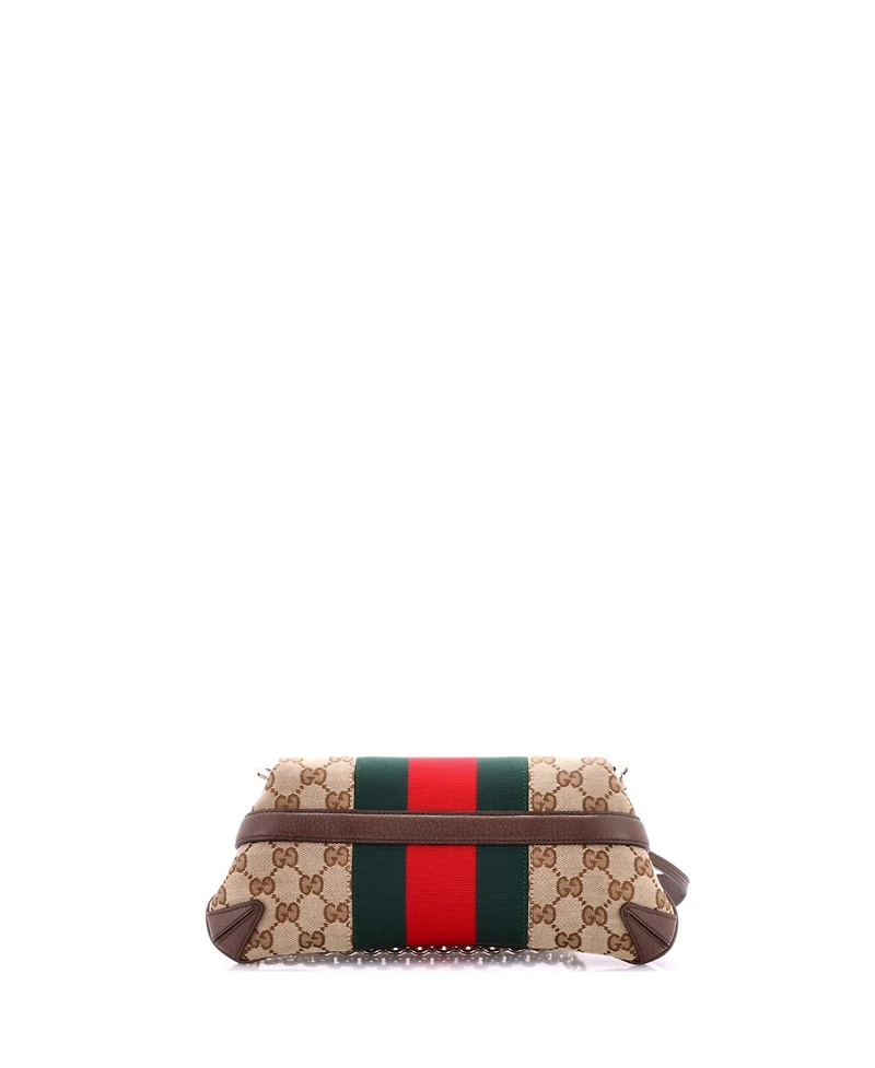 Pre-Owned Gucci Small Horsebit Nm Web Chain Clutch Gg Canvas