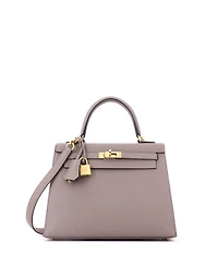 Pre-Owned HERMES Kelly 25 Handbag Grey Epsom with Gold Hardware