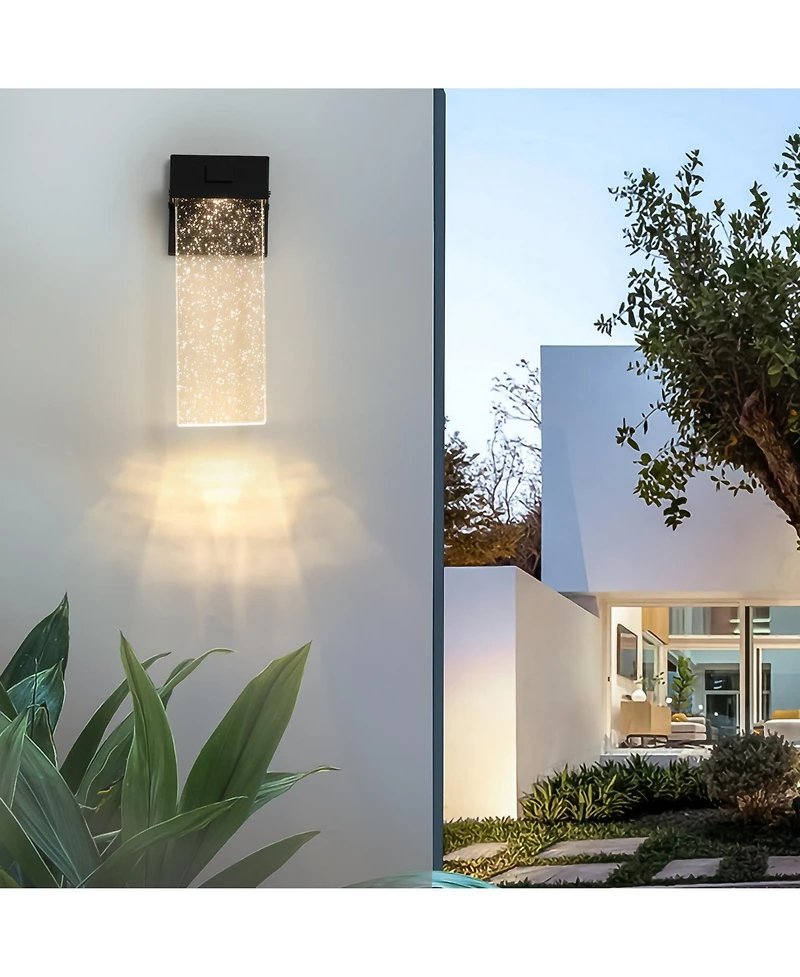 Clihome 2 Pieces Outdoor Waterproof Transparent Led Crystal Wall Lamp