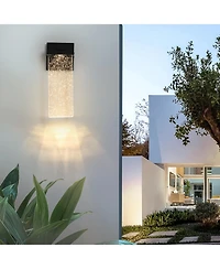 Clihome 2 Pieces Outdoor Waterproof Transparent Led Crystal Wall Lamp