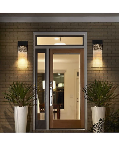 Clihome 2-Pack Outdoor Wall Light Fixture, Led Wall Sconce with Bubble Crystal and Light Sensor