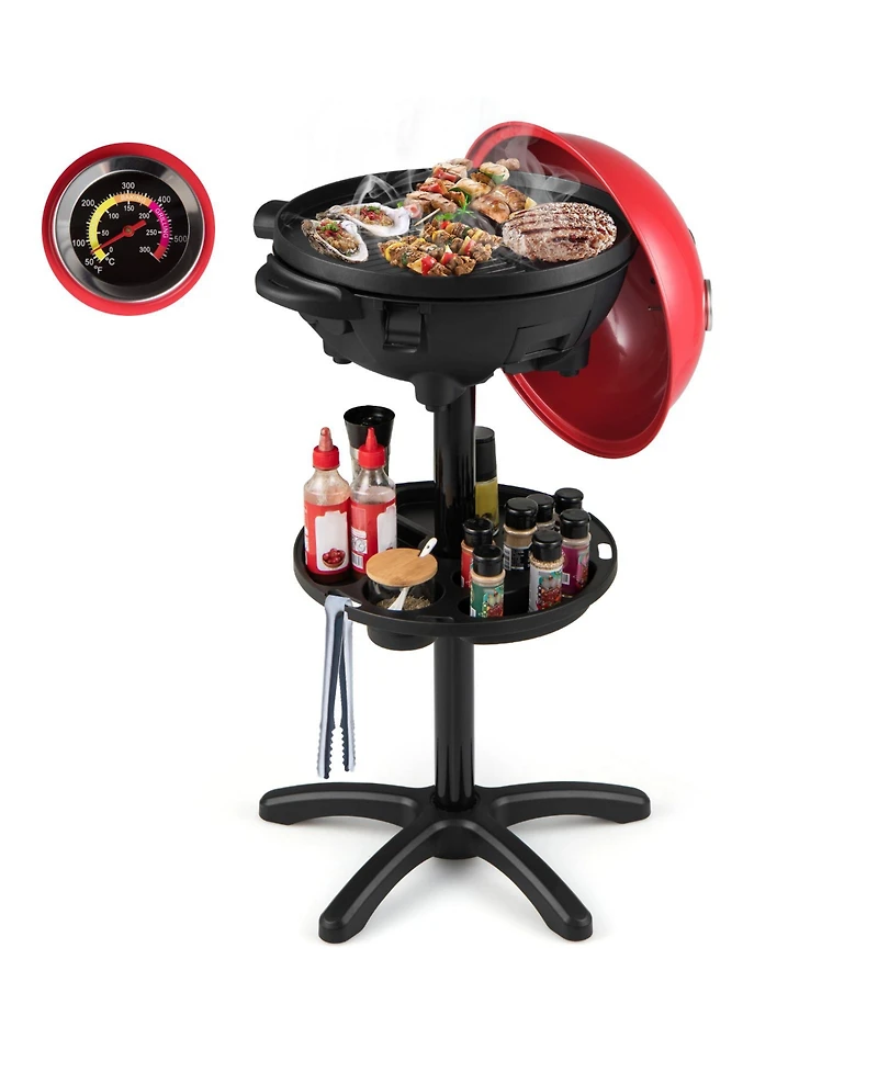 Sugift Electric Bbq Grill 1200W Indoor Outdoor Grill with 2-Zone Non-Stick Grilling Plate